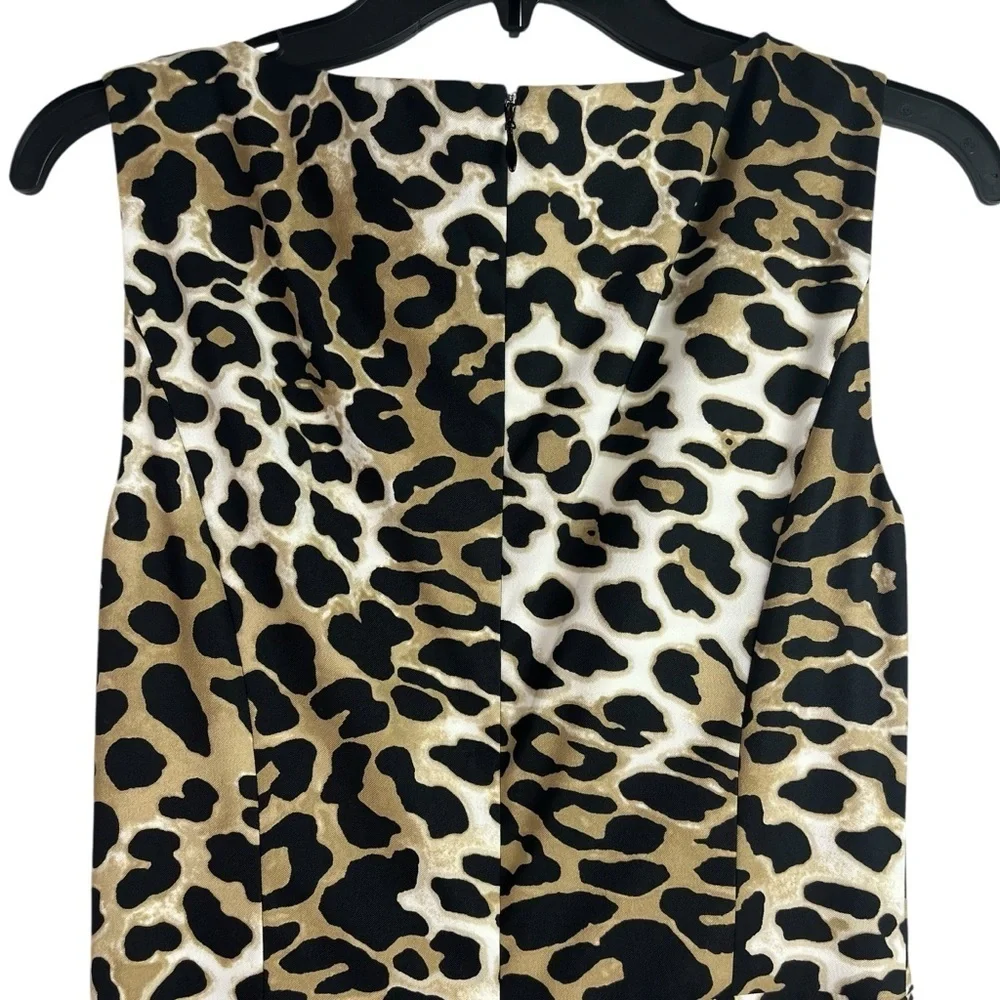Cache Womens Bodycon Lined Dress Animal Print Stretch Tired Mock Wrap 4 New - Picture 3 of 12